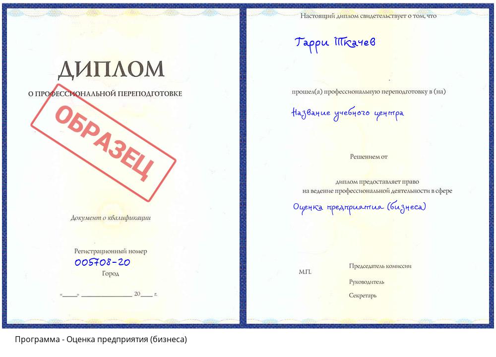 Оценка предприятия (бизнеса) Михайловка