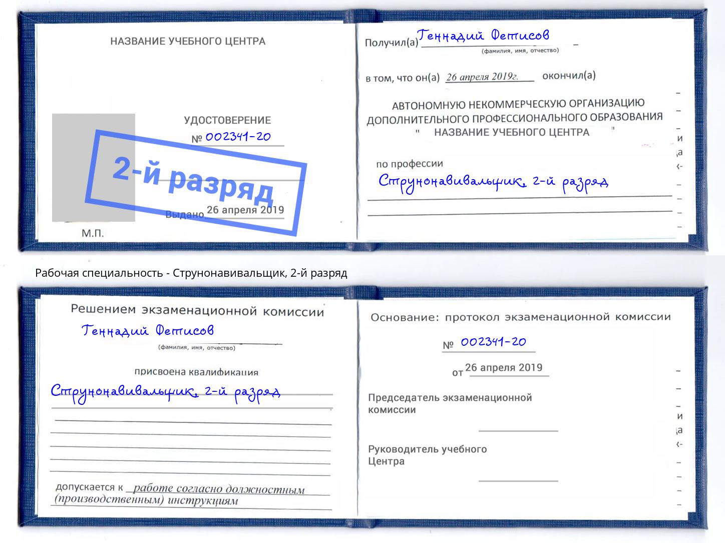 корочка 2-й разряд Струнонавивальщик Михайловка